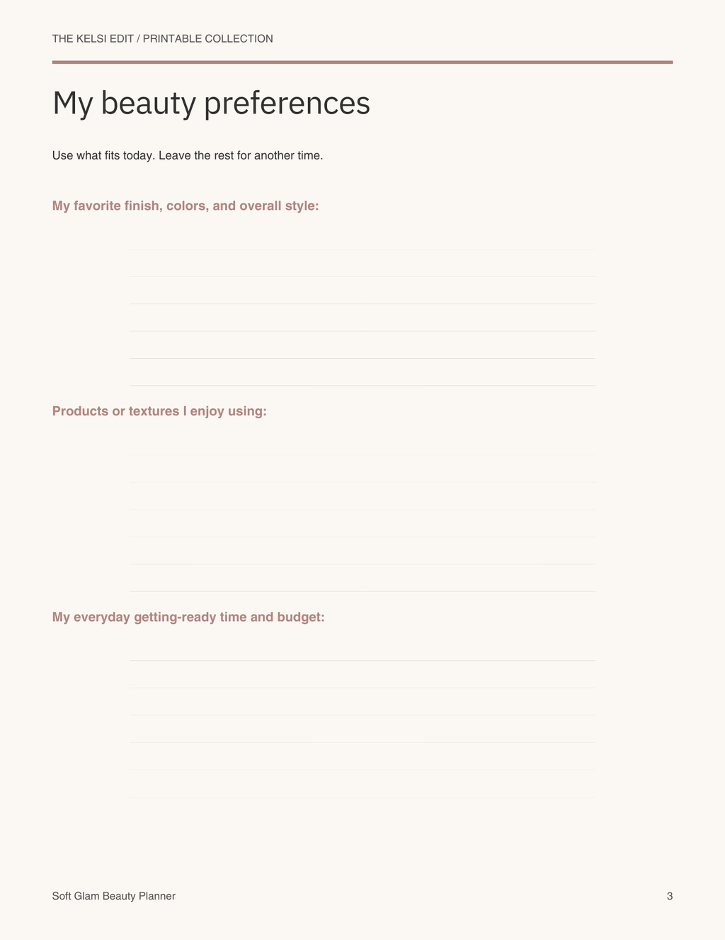 Soft Glam Beauty Planner