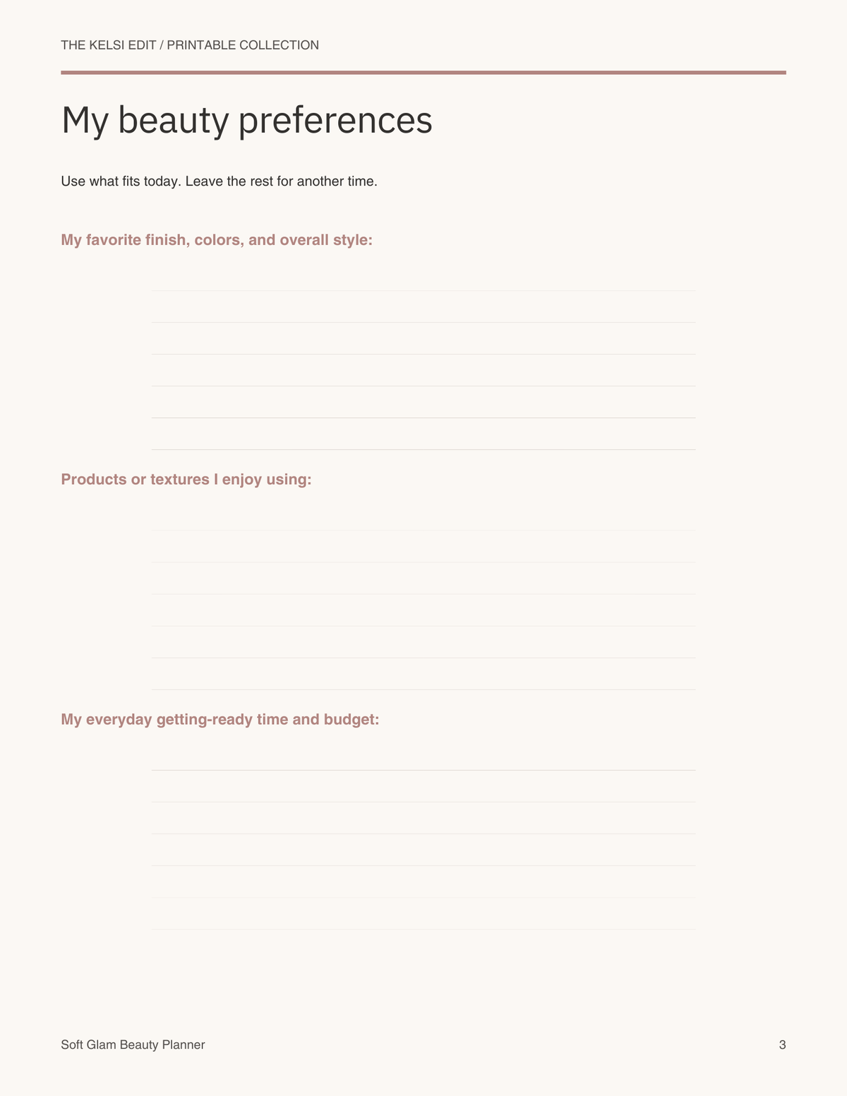 Soft Glam Beauty Planner