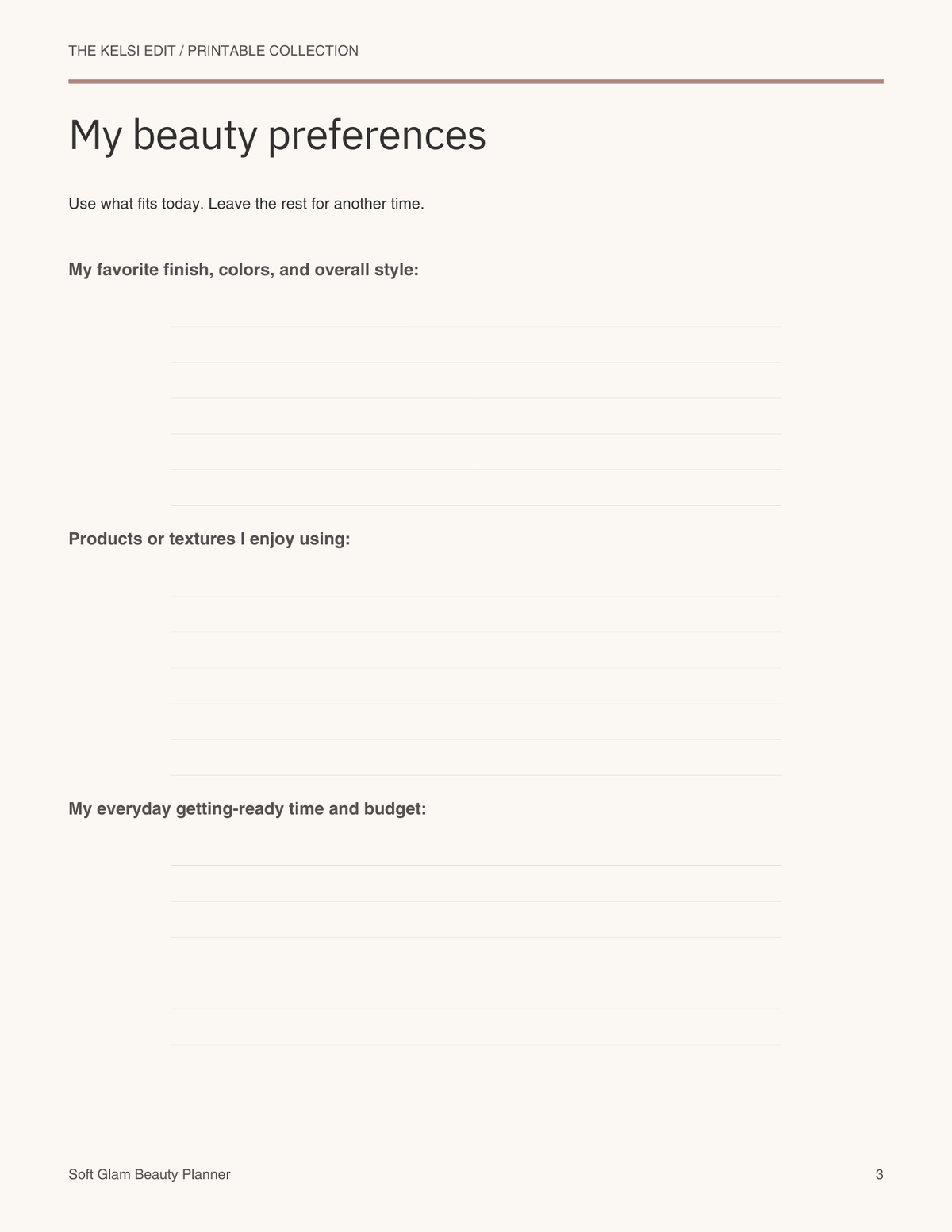 Soft Glam Beauty Planner