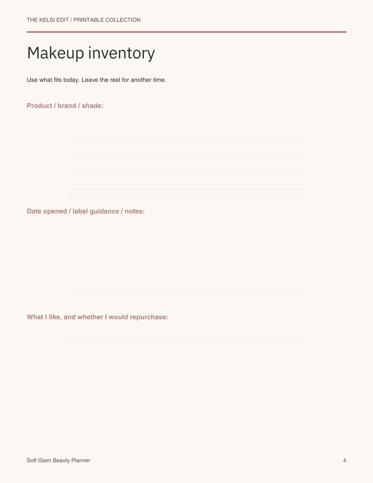 Soft Glam Beauty Planner