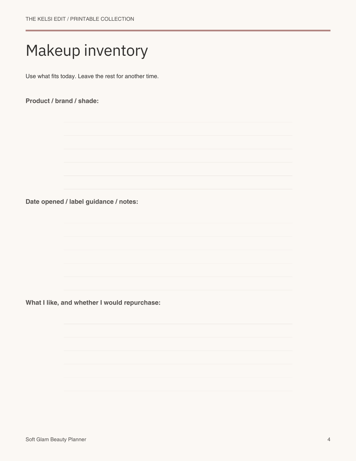 Soft Glam Beauty Planner