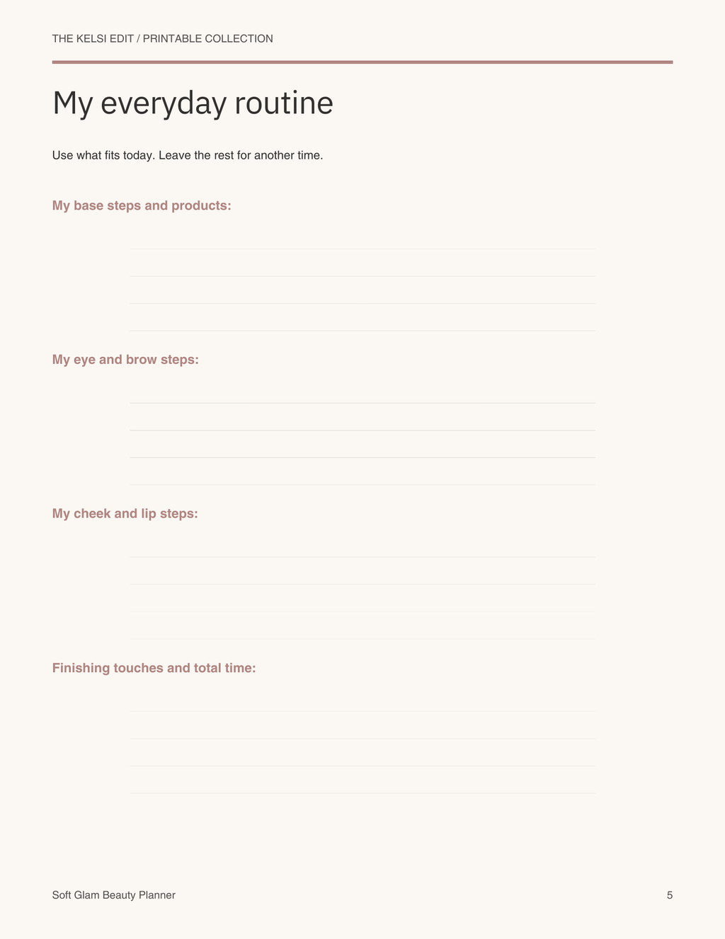Soft Glam Beauty Planner