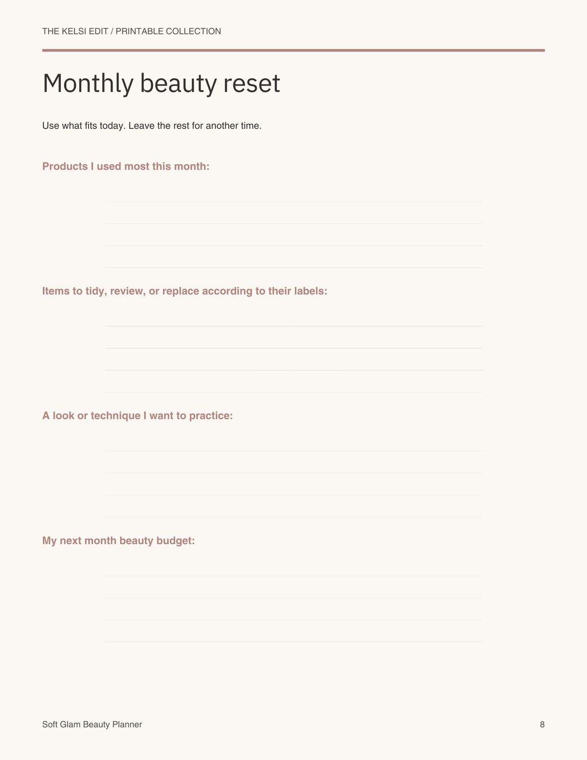 Soft Glam Beauty Planner
