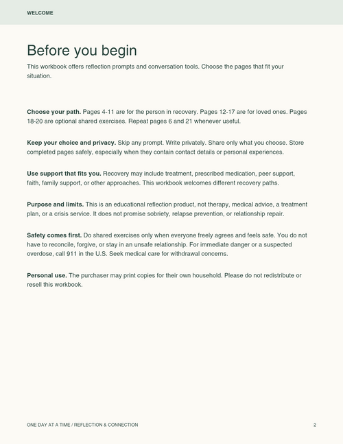 A Recovery& Family's connection Workbook