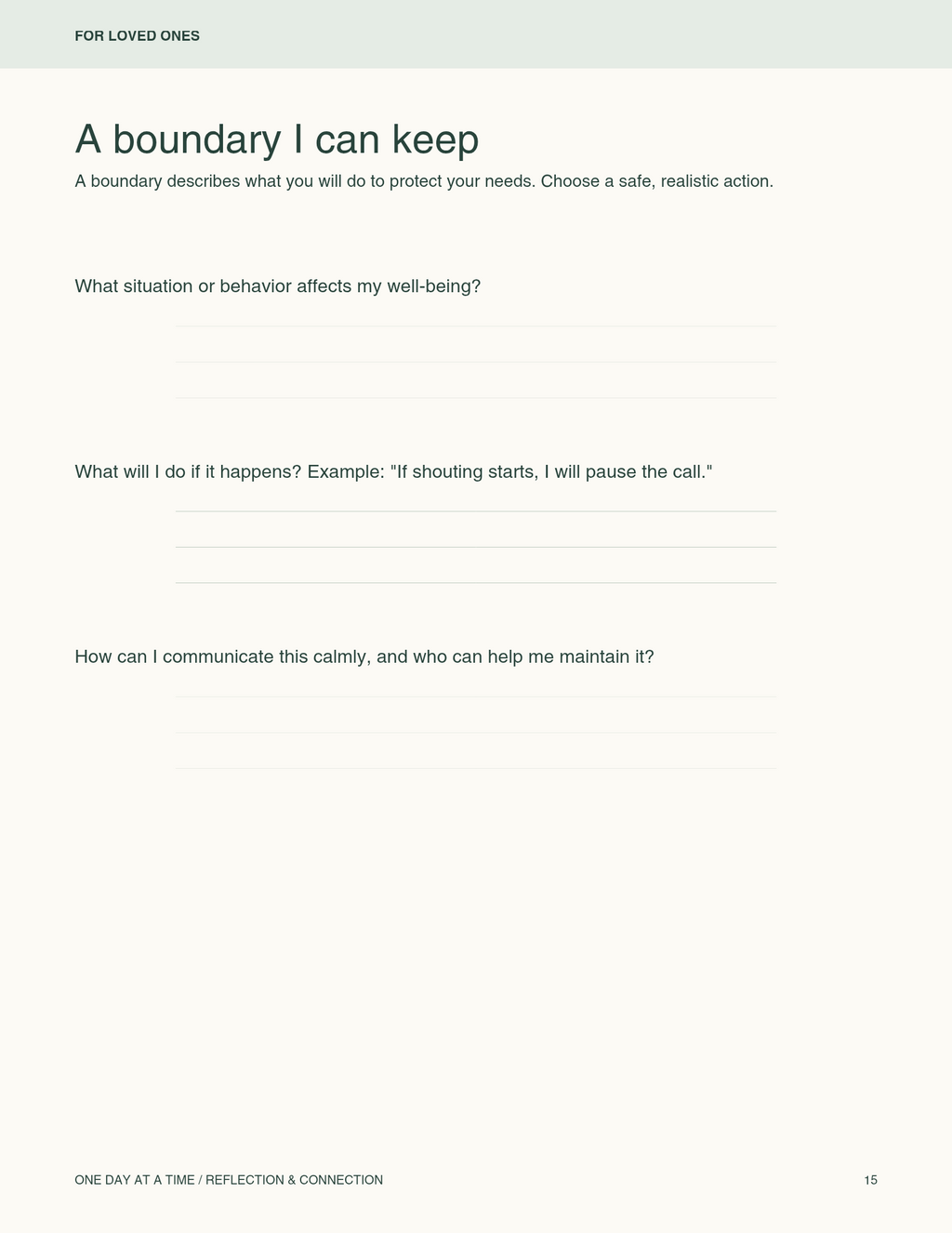 A Recovery& Family's connection Workbook