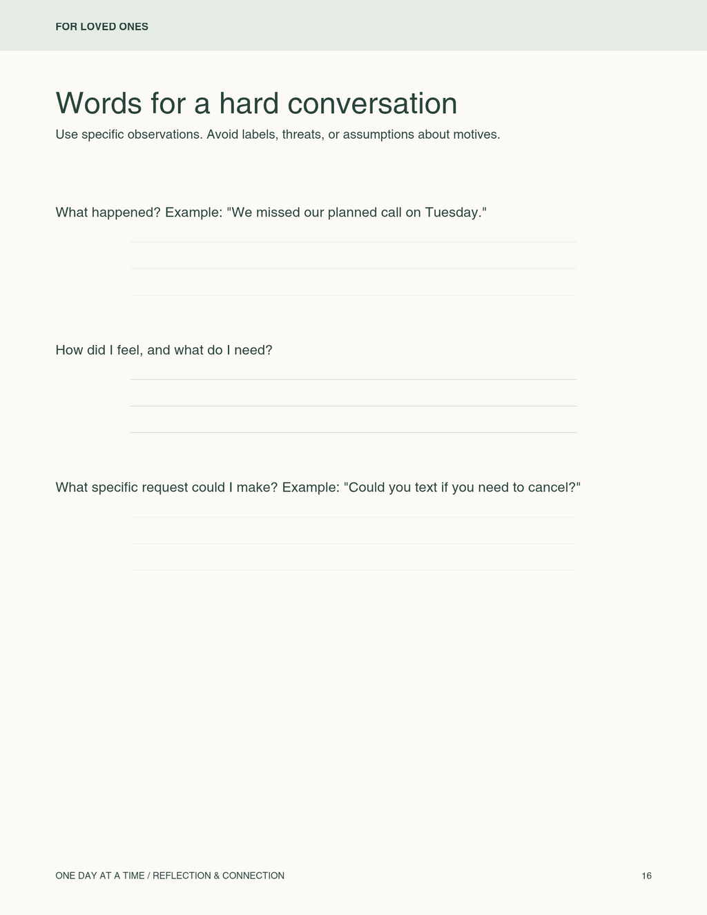 A Recovery& Family's connection Workbook