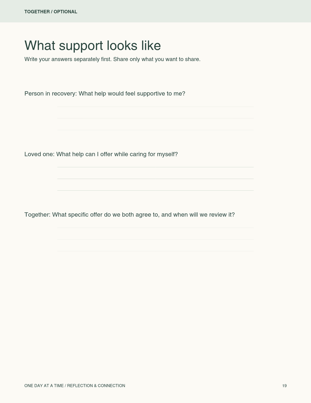 A Recovery& Family's connection Workbook