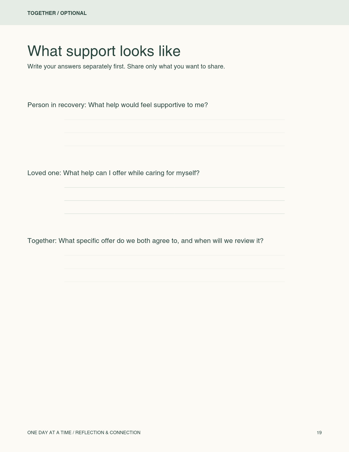 A Recovery& Family's connection Workbook
