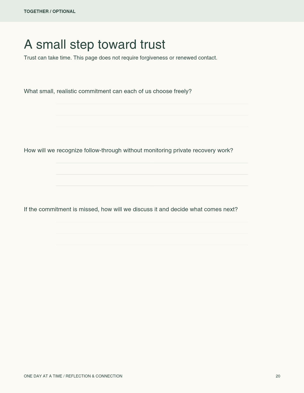 A Recovery& Family's connection Workbook