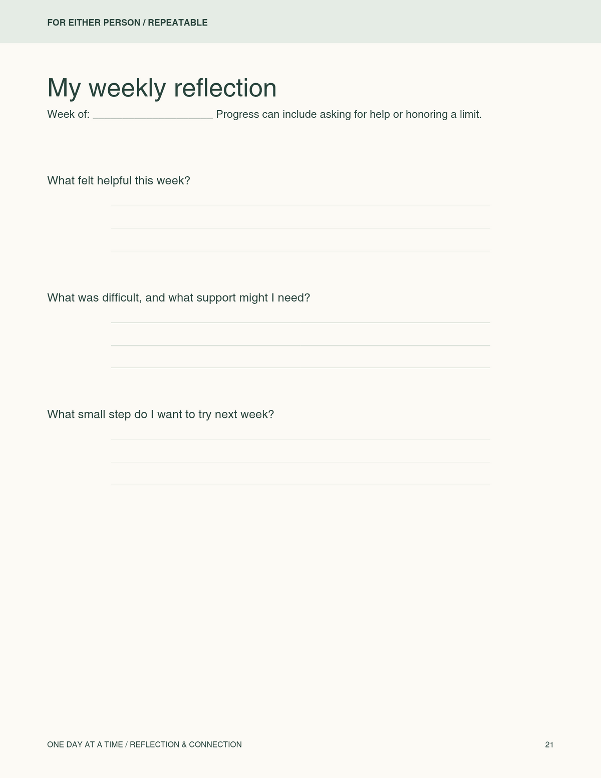 A Recovery& Family's connection Workbook