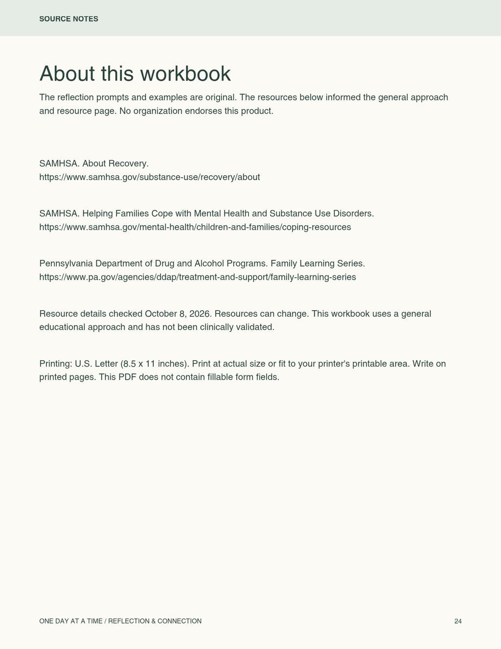 A Recovery& Family's connection Workbook