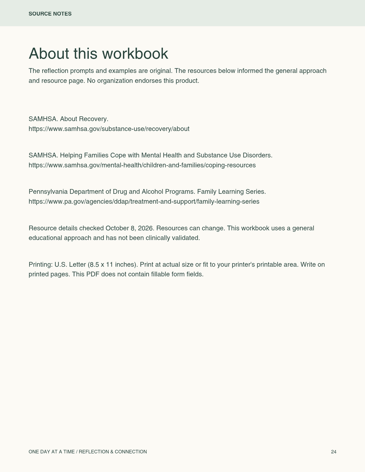 A Recovery& Family's connection Workbook